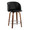 Fran 24" Mid-Century Modern Fixed-Height Counter Stool with Swivel in Walnut Wood and Black Faux Leather with Round Chrome Metal Footrest- Set of 2 — product view