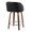 Fran 24" Mid-Century Modern Fixed-Height Counter Stool with Swivel in Walnut Wood and Black Faux Leather with Round Chrome Metal Footrest- Set of 2 — rear three-quarter view