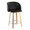 Fran 24" Mid-Century Modern Fixed-Height Counter Stool with Swivel in Zebra Wood and Black Faux Leather with Round Chrome Metal Footrest- Set of 2 — product view