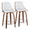 Gianna counter stool in Walnut Wood, Chrome Footrest, White PU, coordinated set view, featuring swivel and wood frame
