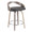 Grotto counter stool in Light Grey Wood, Black PU, Chrome Metal, product view, featuring swivel and upholstered seat