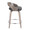 Grotto counter stool in Light Grey Wood, Black PU, Chrome Metal, side view, featuring swivel and upholstered seat