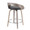 Grotto counter stool in Light Grey Wood, Black PU, Chrome Metal, back and side view, featuring swivel and upholstered seat