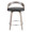 Grotto counter stool in Light Grey Wood, Black PU, Chrome Metal, front view, featuring swivel and upholstered seat
