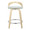 Grotto Upholstered 24" Mid-Century Modern Fixed-Height Counter Stool with Swivel in Natural Wood, Chrome Metal Footrest and Light Green Fabric- Set of 2 — front view