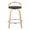 Grotto 24" Contemporary Fixed-Height Counter Stool with Swivel in Natural Wood and Brown Faux Leather with Round Chrome Metal Footrest- Set of 2 — front view