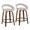 Grotto counter stool in Walnut Wood, Oat Noise Fabric, Black Metal, coordinated set view, featuring swivel and wood frame