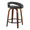 Grotto counter stool in Walnut Wood, Black PU, Black Metal, back and side view, featuring swivel and wood frame