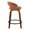 Grotto Upholstered 24" Contemporary Fixed-Height Counter Stool with Swivel in Walnut Wood and Camel Faux Leather with Round Black Metal Footrest- Set of 2 — side view