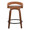 Grotto Upholstered 24" Contemporary Fixed-Height Counter Stool with Swivel in Walnut Wood and Camel Faux Leather with Round Black Metal Footrest- Set of 2 — back view