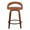 Grotto Upholstered 24" Contemporary Fixed-Height Counter Stool with Swivel in Walnut Wood and Camel Faux Leather with Round Black Metal Footrest- Set of 2 — front view