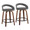Grotto counter stool in Walnut Wood, Grey PU, Black Metal, coordinated set view, featuring swivel and wood frame