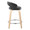 Grotto counter stool in Natural Wood, Black PU, Chrome Metal, side view, featuring swivel and wood frame