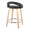 Grotto counter stool in Natural Wood, Black PU, Chrome Metal, back and side view, featuring swivel and wood frame