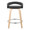 Grotto counter stool in Natural Wood, Black PU, Chrome Metal, back view, featuring swivel and wood frame