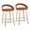 Grotto Upholstered 24" Contemporary Fixed-Height Counter Stool with Swivel in Natural Wood and Camel Faux Leather with Round Chrome Metal Footrest- Set of 2 — pair view
