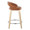 Grotto Upholstered 24" Contemporary Fixed-Height Counter Stool with Swivel in Natural Wood and Camel Faux Leather with Round Chrome Metal Footrest- Set of 2 — side view