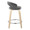 Grotto counter stool in Natural Wood, Grey PU, Chrome Metal, side view, featuring swivel and wood frame