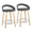 Grotto counter stool in Natural Wood, Grey PU, Chrome Metal, coordinated set view, featuring swivel and wood frame
