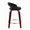 Grotto Upholstered 24" Mid-Century Modern Fixed-Height Counter Stool with Swivel in Mahogany Wood, Chrome Metal Footrest and Black Velvet- Set of 2 — side view