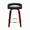 Grotto Upholstered 24" Mid-Century Modern Fixed-Height Counter Stool with Swivel in Mahogany Wood, Chrome Metal Footrest and Black Velvet- Set of 2 — back view