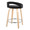 Grotto counter stool in Natural Wood, Black Velvet, Chrome Metal, back and side view, featuring swivel and wood frame