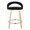 Grotto counter stool in Natural Wood, Black Velvet, Chrome Metal, front view, featuring swivel and wood frame