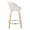 Grotto counter stool in Natural Wood, White Velvet, Chrome Metal, side view, featuring swivel and wood frame