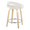 Grotto counter stool in Natural Wood, White Velvet, Chrome Metal, back and side view, featuring swivel and wood frame