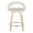 Grotto counter stool in Natural Wood, White Velvet, Chrome Metal, front view, featuring swivel and wood frame