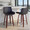 Santi counter stool in Mahogany Wood, Black PU, Chrome Metal, featuring swivel and upholstered seat