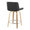 Santi 24" Mid-Century Modern Fixed-Height Counter Stool with Swivel in Zebra Wood and Black Faux Leather with Round Chrome Metal Footrest- Set of 2 — rear three-quarter view