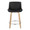 Santi 24" Mid-Century Modern Fixed-Height Counter Stool with Swivel in Zebra Wood and Black Faux Leather with Round Chrome Metal Footrest- Set of 2 — front view