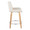 Santi counter stool in Zebra Wood, Chrome Metal, White PU, side view, featuring swivel and wood frame