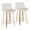 Santi counter stool in Zebra Wood, Chrome Metal, White PU, coordinated set view, featuring swivel and wood frame