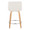 Santi counter stool in Zebra Wood, Chrome Metal, White PU, back view, featuring swivel and wood frame