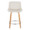 Santi counter stool in Zebra Wood, Chrome Metal, White PU, front view, featuring swivel and wood frame