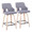 Stella counter stool in Natural Wood, Light Grey Fabric, Black Metal, coordinated set view, featuring swivel and upholstered seat