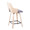 Stella counter stool in Natural Wood, Light Grey Fabric, Black Metal, back and side view, featuring swivel and upholstered seat