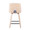 Stella counter stool in Natural Wood, Light Grey Fabric, Black Metal, back view, featuring swivel and upholstered seat