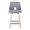 Stella 24" Contemporary Fixed-Height Counter Stool with Swivel in Natural Wood, Light Grey Fabric and Square Black Metal Footrest- Set of 2 — front view