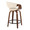 Curvo counter stool in Walnut Wood, Cream PU, Black Metal, back and side view, featuring swivel and wood frame