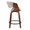 Curvo counter stool in Walnut Wood, Pewter Grey PU, Black Metal, side view, featuring swivel and wood frame