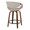 Curvo counter stool in Walnut Wood, Pewter Grey PU, Black Metal, back and side view, featuring swivel and wood frame