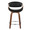 Curvo counter stool in Walnut Wood, Black PU, Chrome Metal, front view, featuring swivel and wood frame