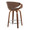 Curvo counter stool in Walnut Wood, Chrome Metal, Espresso PU, back and side view, featuring swivel and wood frame