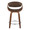 Curvo counter stool in Walnut Wood, Chrome Metal, Espresso PU, front view, featuring swivel and wood frame