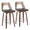 Trilogy counter stool in Walnut Wood, Brown PU, Chrome, coordinated set view, featuring swivel and upholstered seat