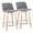 Toriano 24" Contemporary Fixed-Height Counter Stool with Swivel in Natural Wood and Grey Fabric with Round Chrome Metal Footrest- Set of 2 — pair view