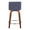Toriano 24" Mid-Century Modern Fixed-Height Counter Stool with Swivel in Walnut Wood and Blue Fabric with Round Chrome Metal Footrest- Set of 2 — back view